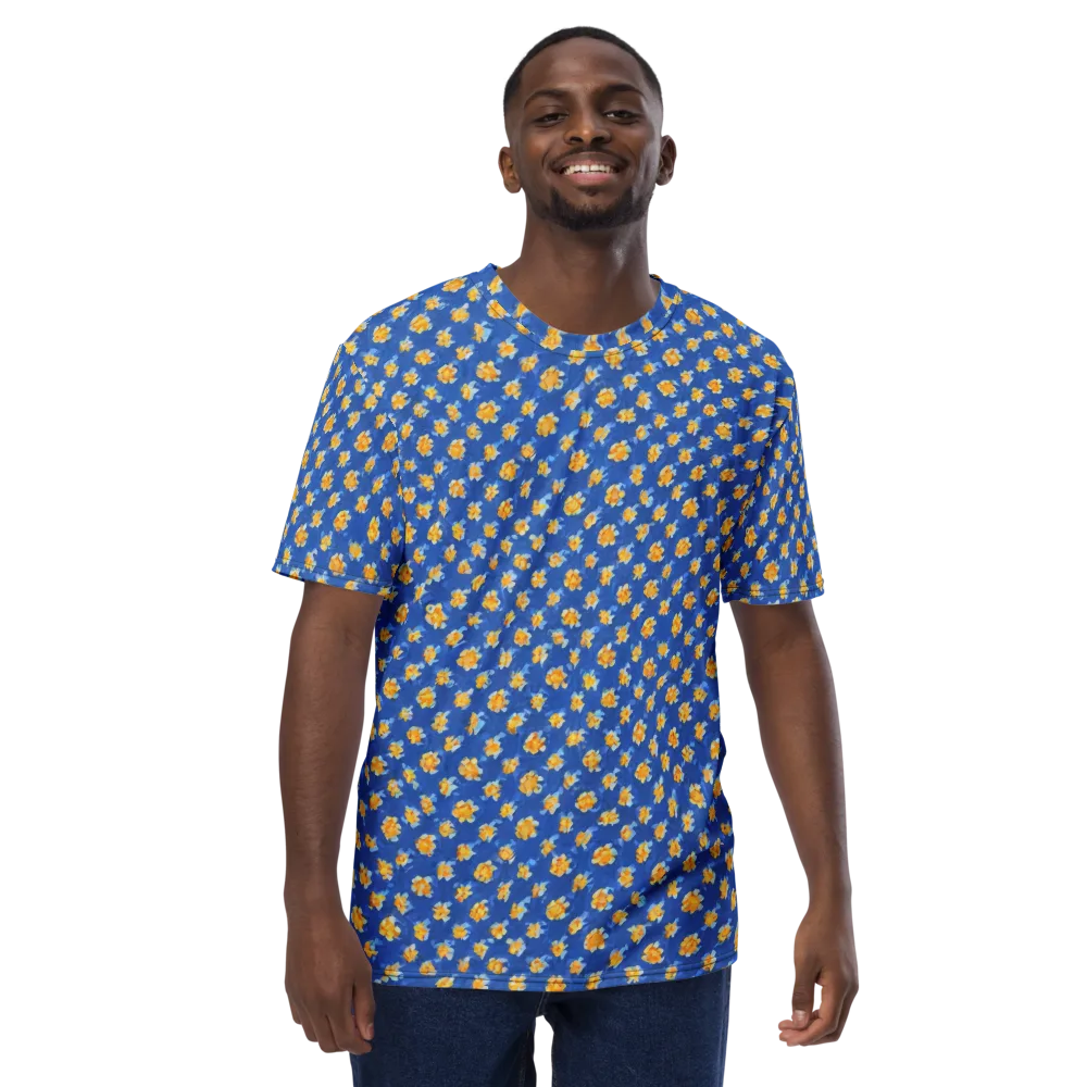 Cobalt Marigold on Men's Crew Neck T-Shirt — Front