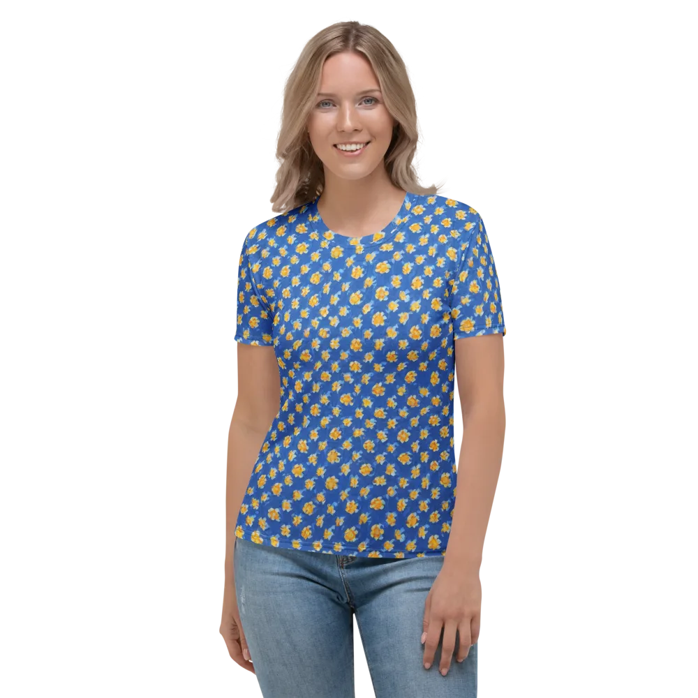 Cobalt Marigold on Women's Crew Neck T-Shirt — Front