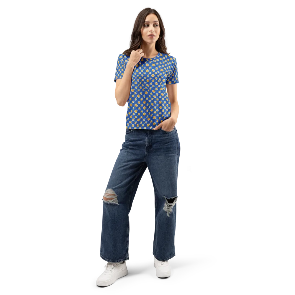 Cobalt Marigold on Women's Crew Neck T-Shirt — Front