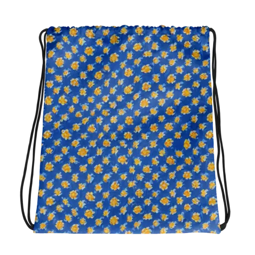 Cobalt Marigold on a Drawstring Bag