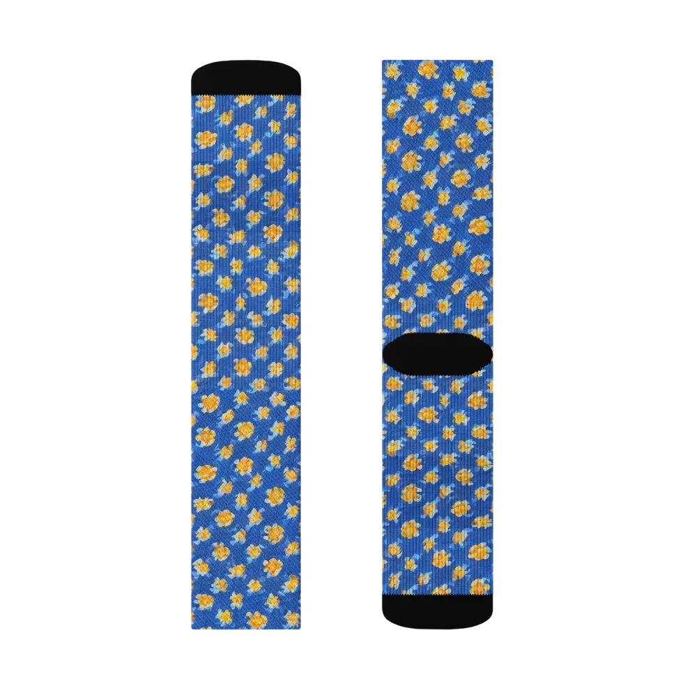 Cobalt Marigold on Socks — Right Sock