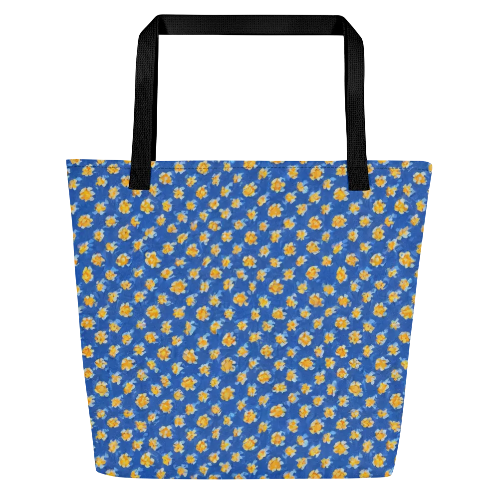 Cobalt Marigold on Large Tote Bag W/ Pocket — Front