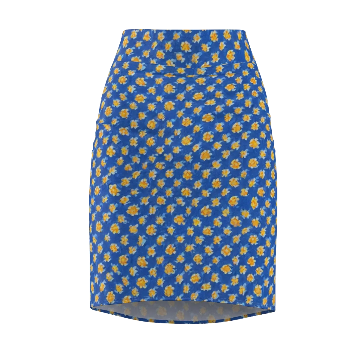 Cobalt Marigold on Pencil Skirt — Front
