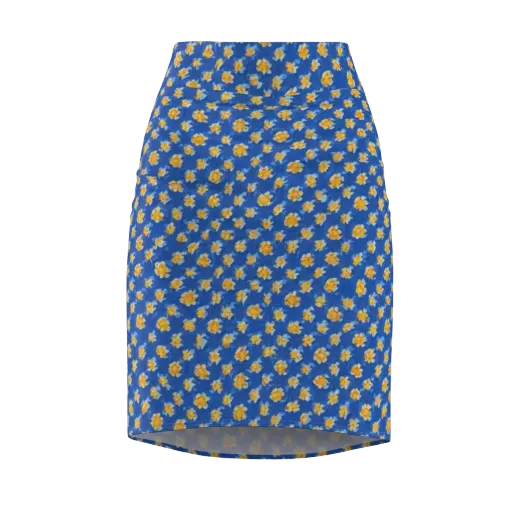 Cobalt Marigold on a Pencil Skirt