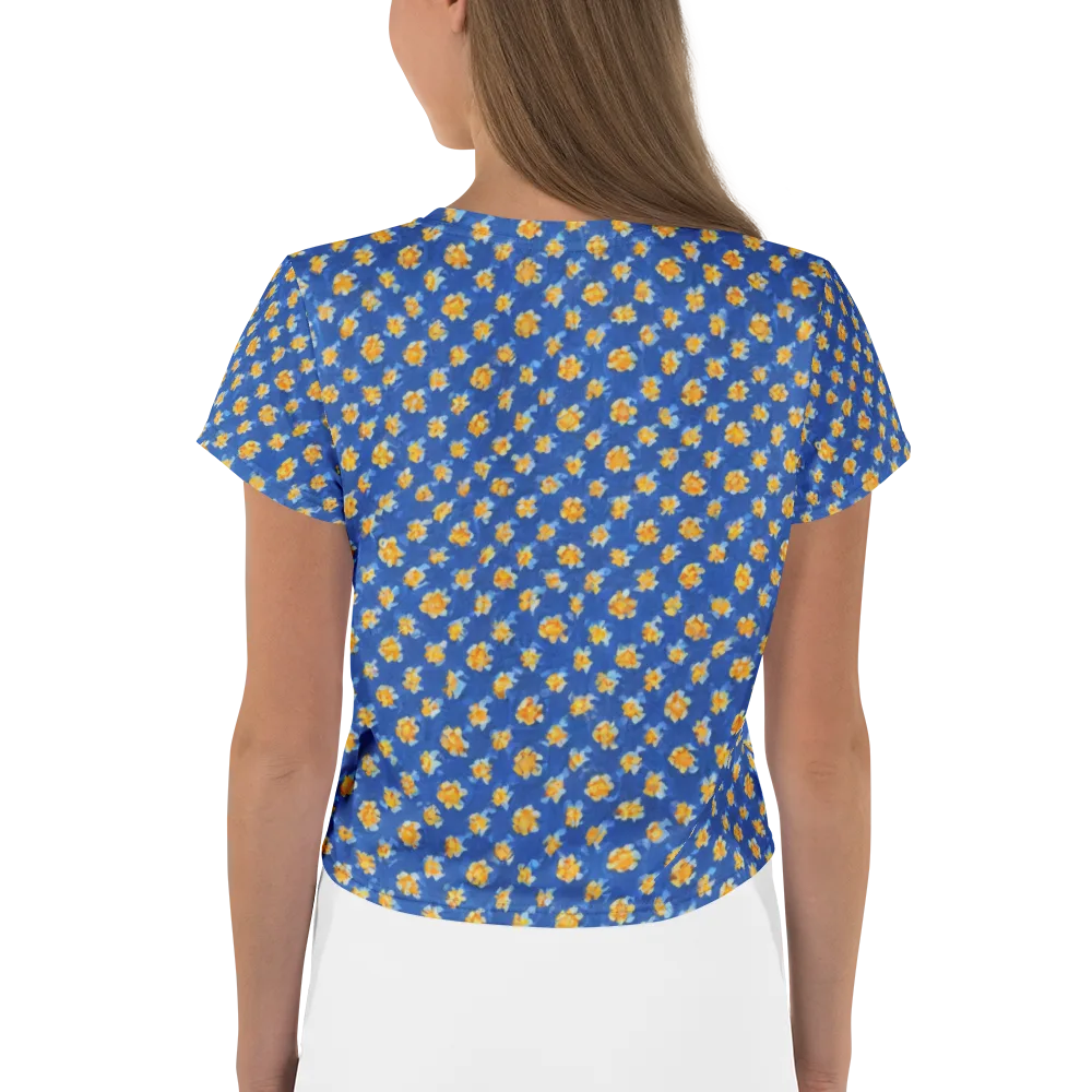 Cobalt Marigold on Crop Tee — Back