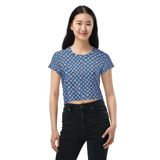 Cobalt Marigold on a Crop Tee