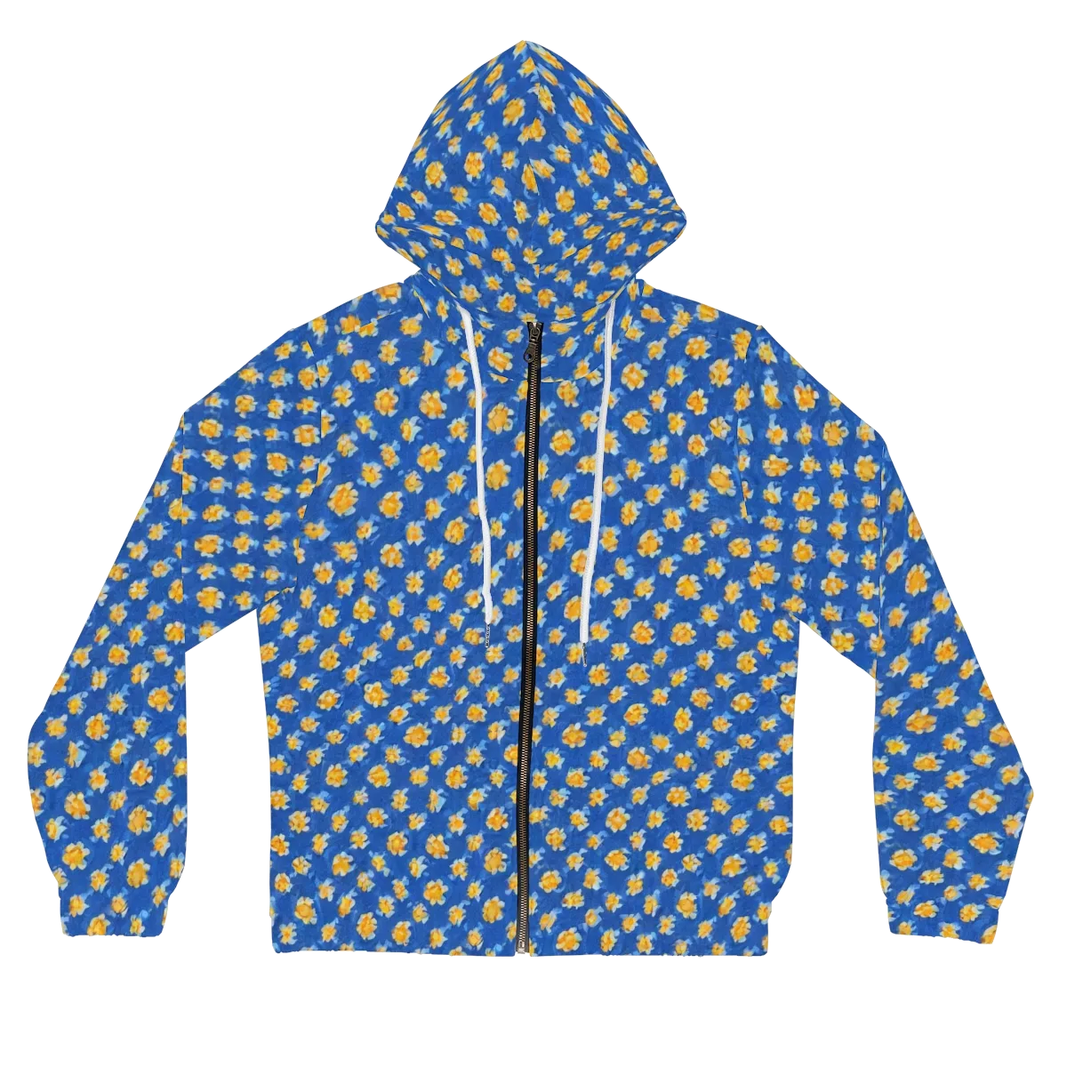 Cobalt Marigold on Women's Full-Zip Hoodie — Front