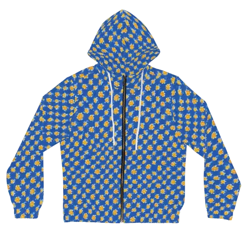 Cobalt Marigold on a Women's Full-Zip Hoodie