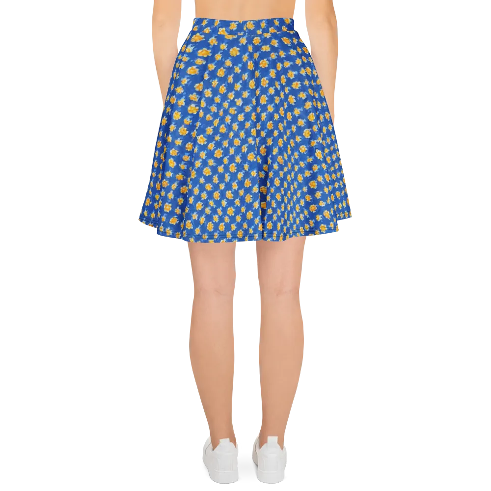 Cobalt Marigold on Skater Skirt — Back