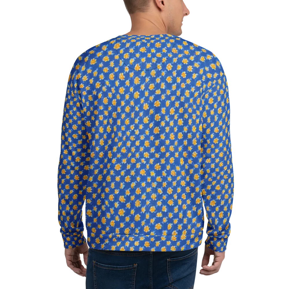Cobalt Marigold on Sweatshirt — Back