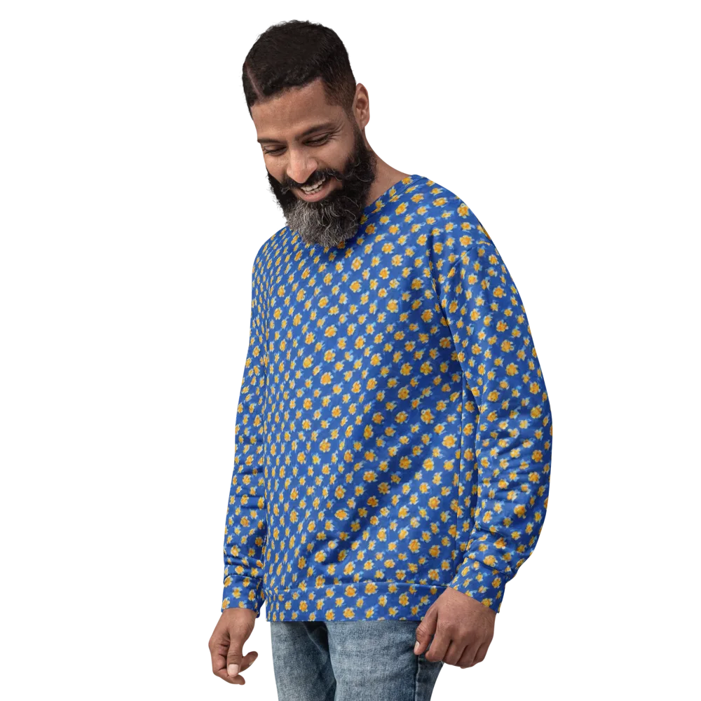 Cobalt Marigold on Sweatshirt — Left Front