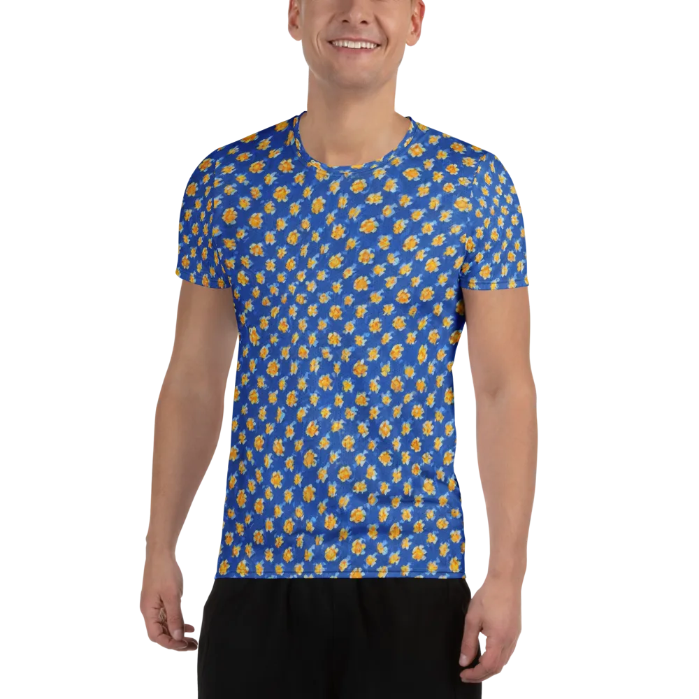 Cobalt Marigold on Men's Athletic T-Shirt — Front