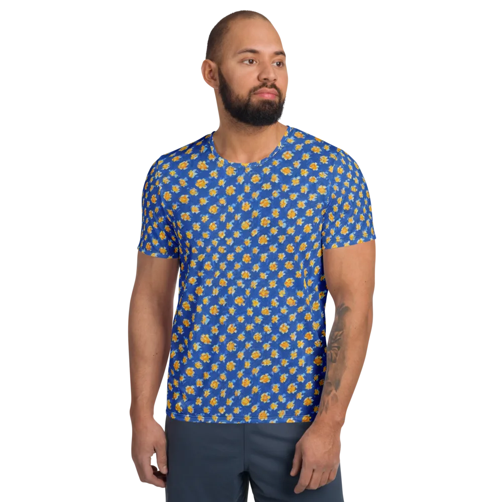 Cobalt Marigold on Men's Athletic T-Shirt — Front