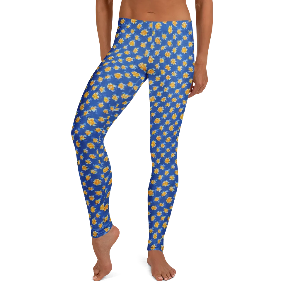 Cobalt Marigold on Leggings — Front