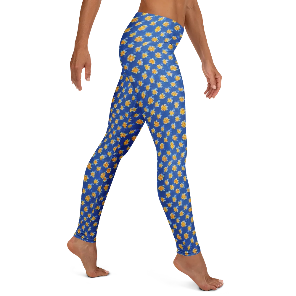 Cobalt Marigold on Leggings — Right