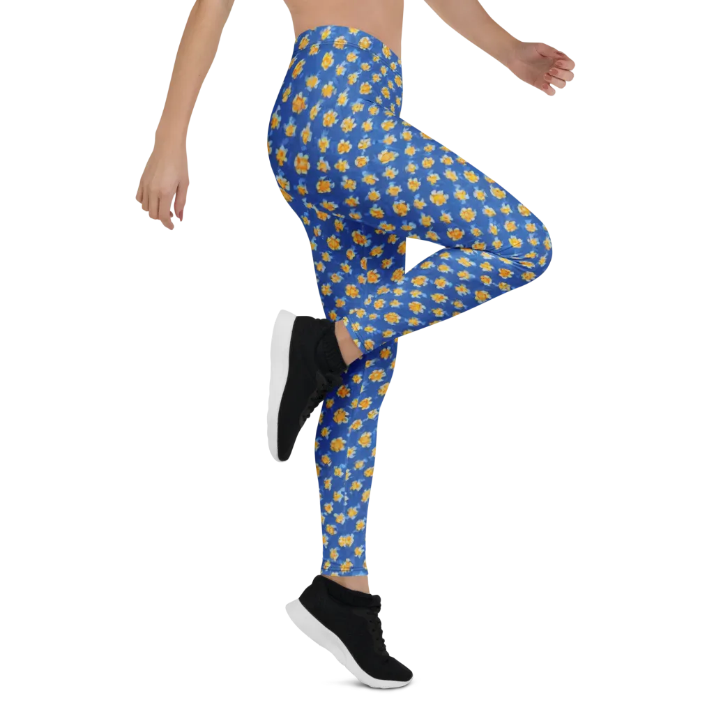 Cobalt Marigold on Leggings — Right