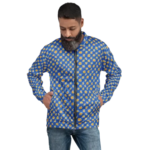Cobalt Marigold on a Bomber Jacket
