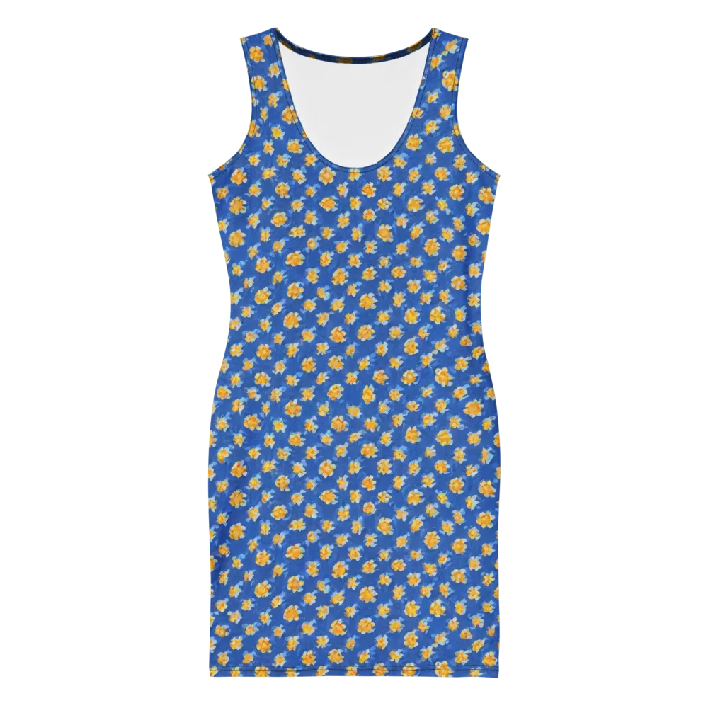 Cobalt Marigold on Bodycon Dress — Front