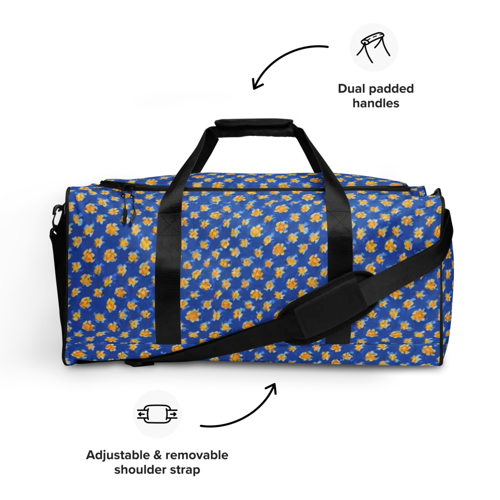 Cobalt Marigold on Duffle Bag — Front