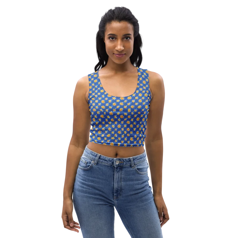Cobalt Marigold on Crop Top — Front