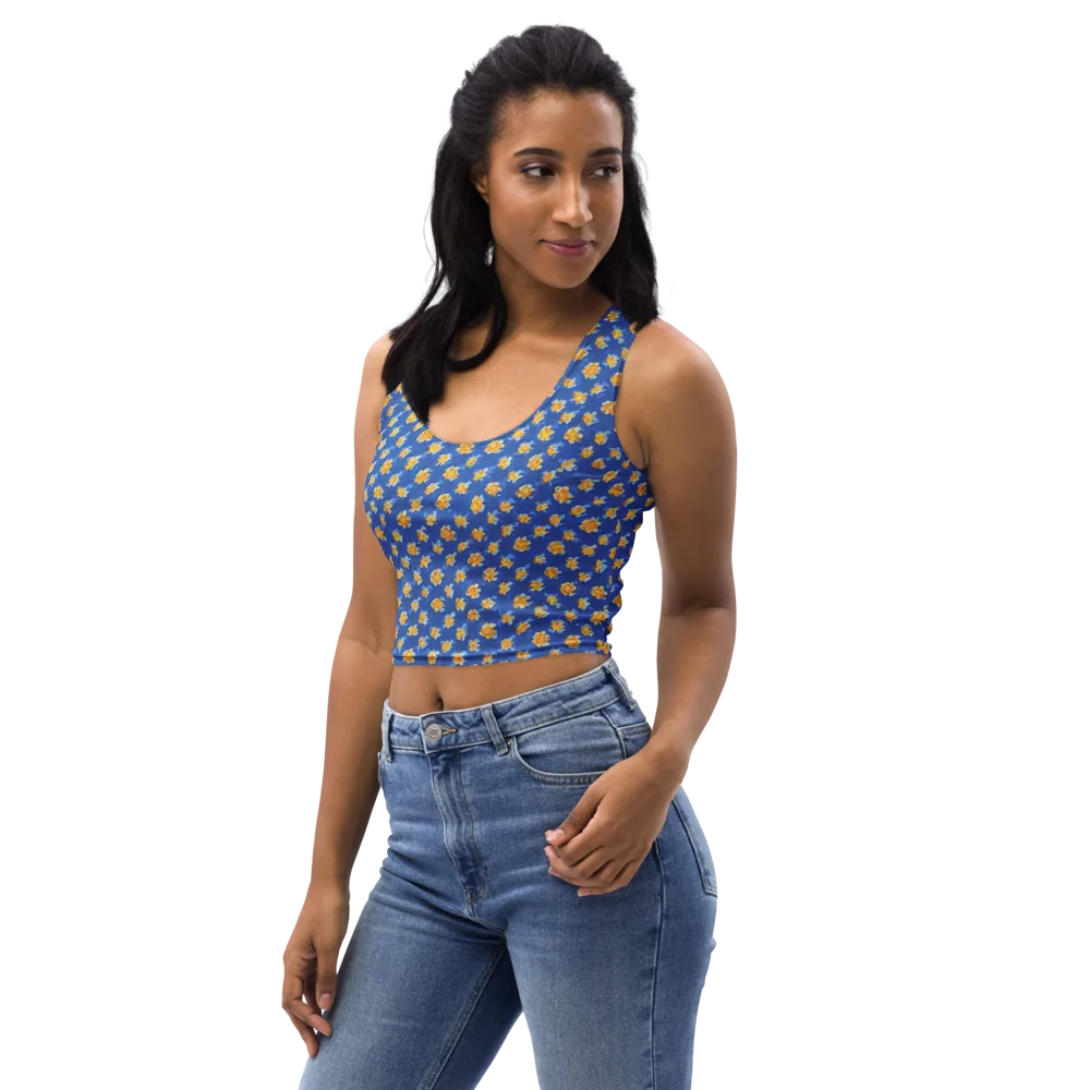 Cobalt Marigold on Crop Top — Left Front