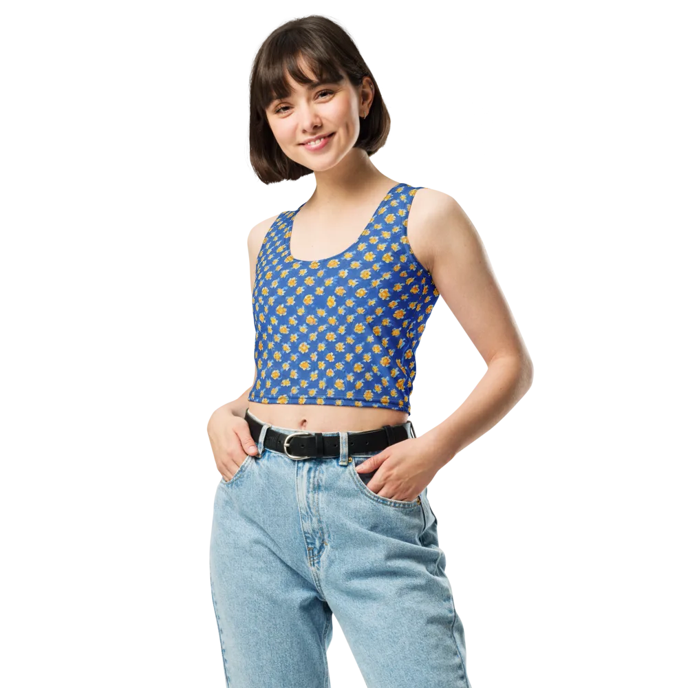 Cobalt Marigold on Crop Top — Front