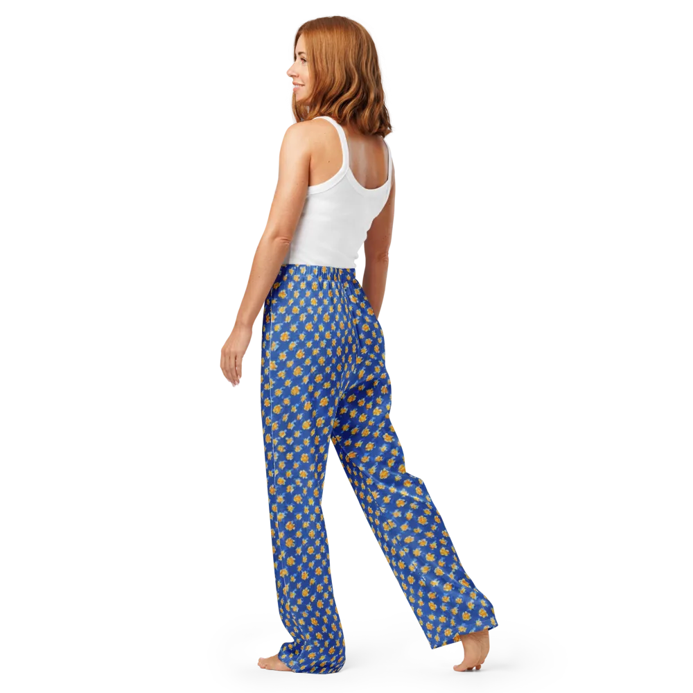 Cobalt Marigold on Women's Pajama Pants — Back