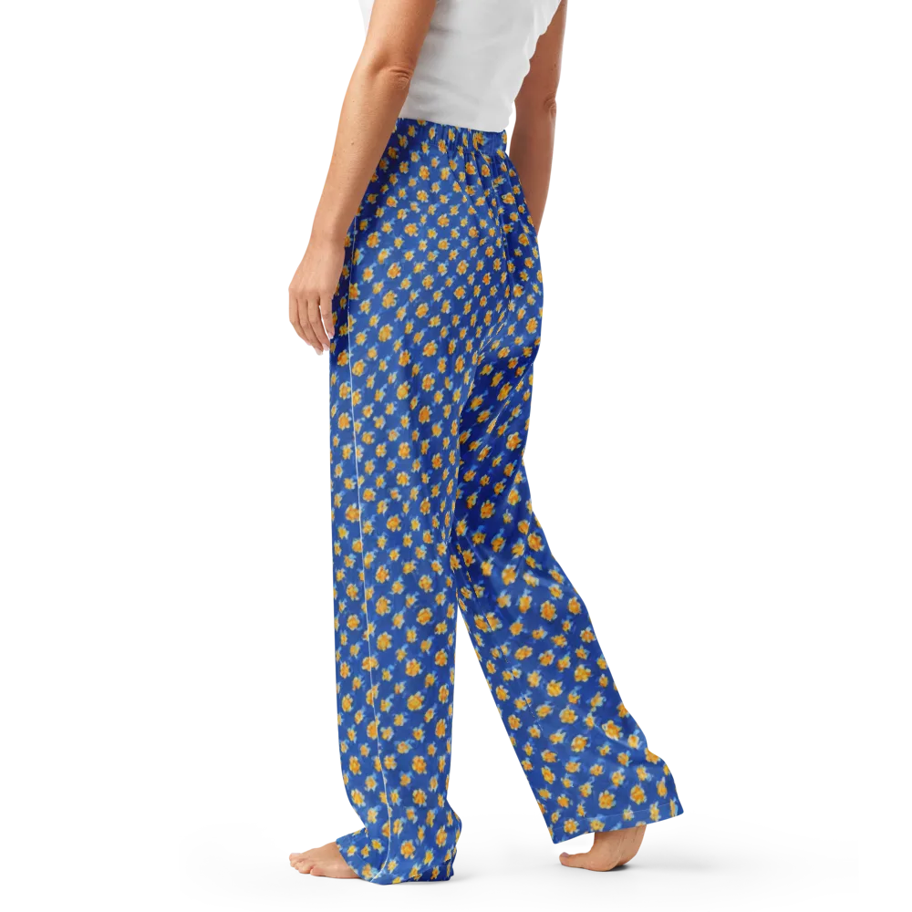 Cobalt Marigold on Women's Pajama Pants — Left