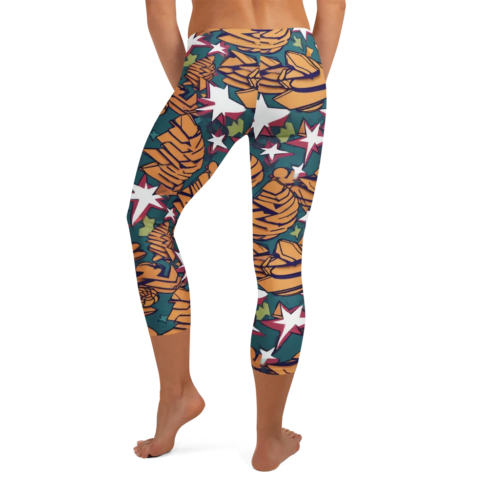 Starlit Shells on Capri Leggings — Back