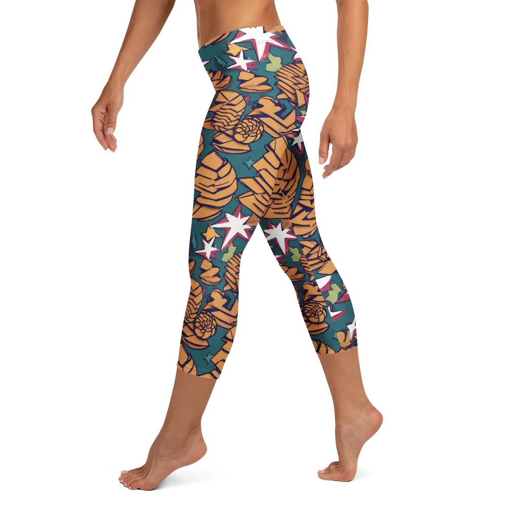 Starlit Shells on Capri Leggings — Left