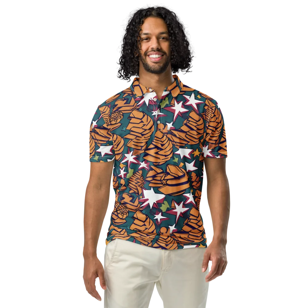 Starlit Shells on Men's Slim Fit Polo Shirt — Front