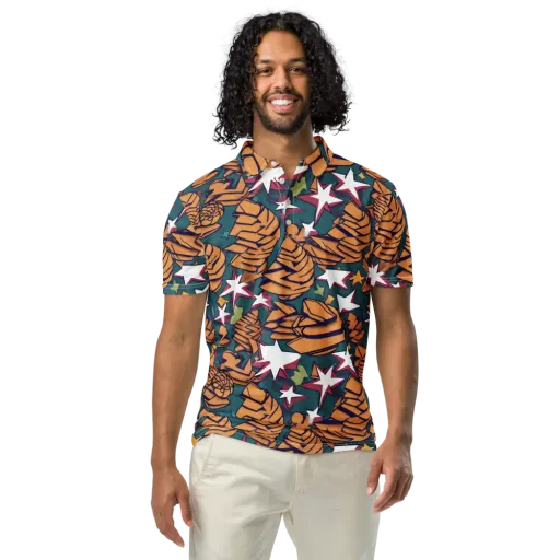 Starlit Shells on a Men's Slim Fit Polo Shirt