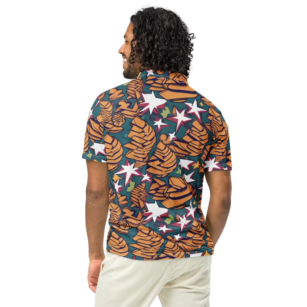 Starlit Shells on Men's Slim Fit Polo Shirt — Back