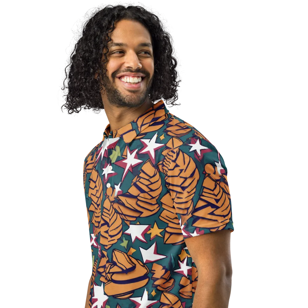 Starlit Shells on Men's Slim Fit Polo Shirt — Left Front
