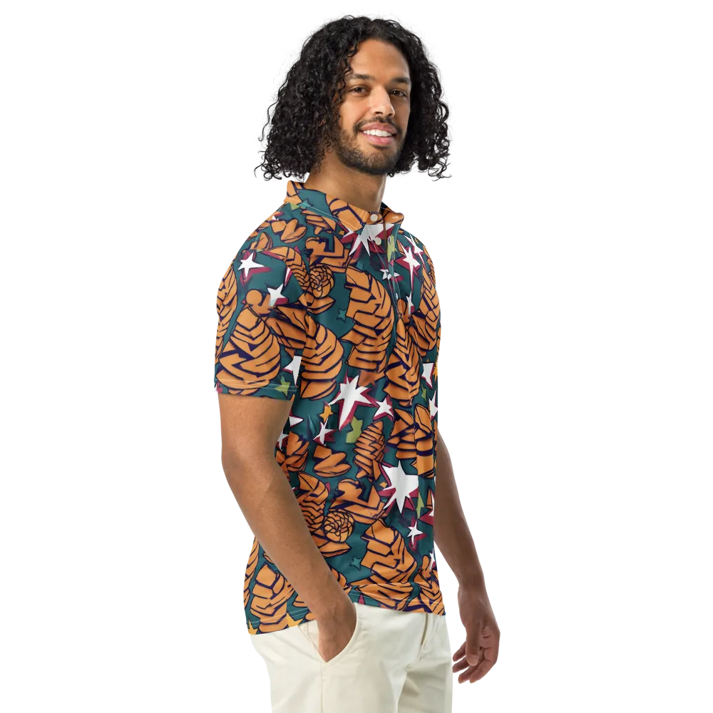 Starlit Shells on Men's Slim Fit Polo Shirt — Right Front