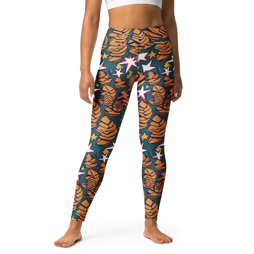 Starlit Shells on Yoga Leggings — Front