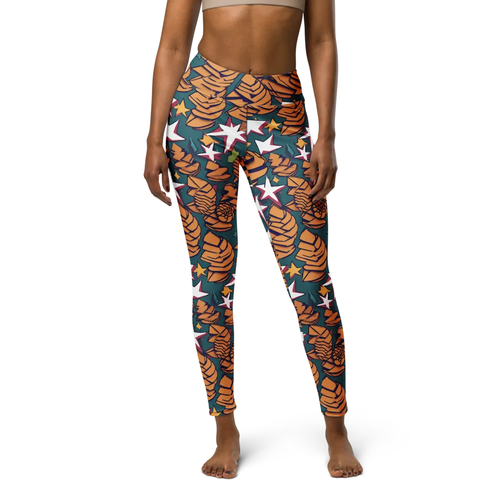 Starlit Shells on Yoga Leggings — Front