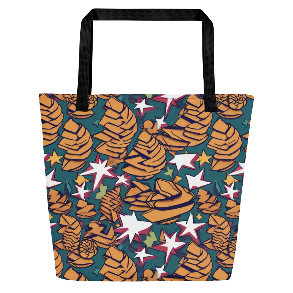 Starlit Shells on Large Tote Bag W/ Pocket — Front