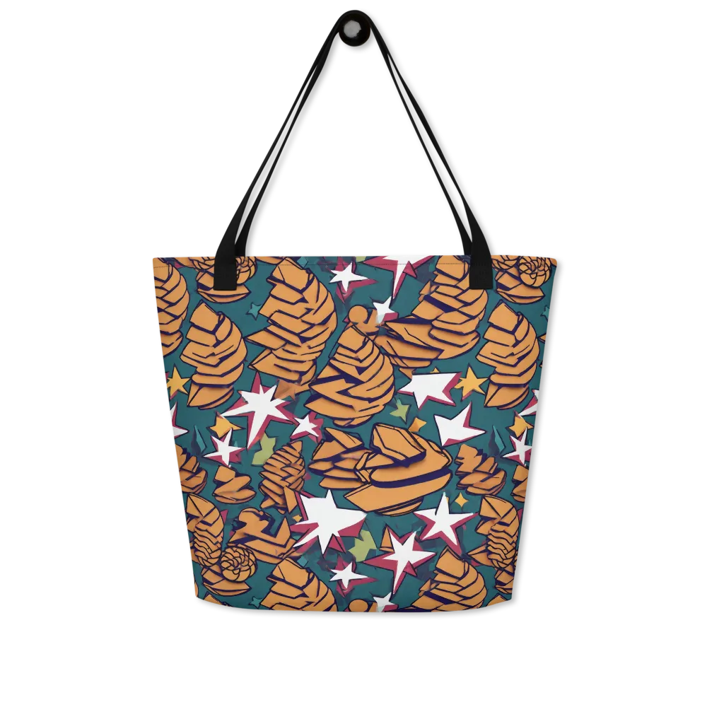 Starlit Shells on Large Tote Bag W/ Pocket — Front