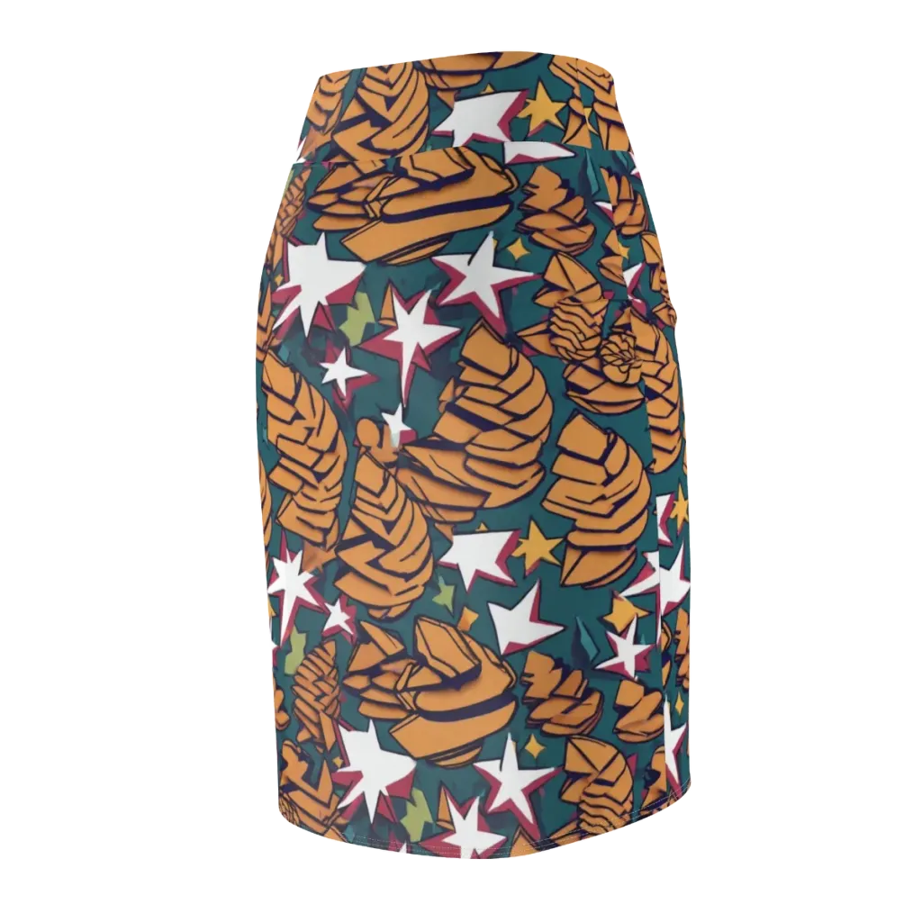 Starlit Shells on Pencil Skirt — Back Side