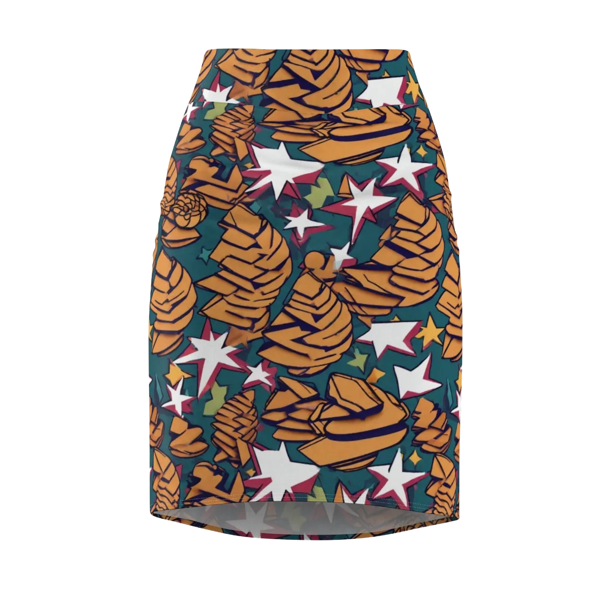 Starlit Shells on Pencil Skirt — Front