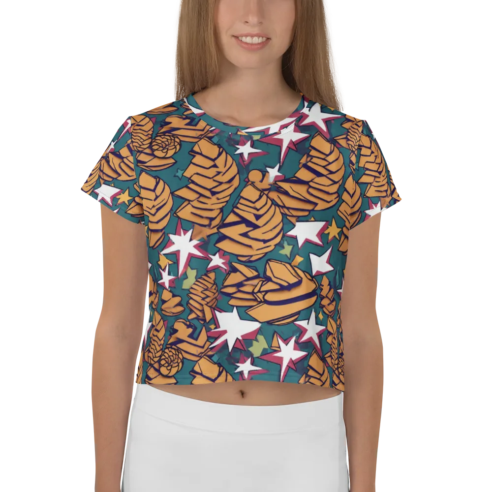 Starlit Shells on Crop Tee — Front