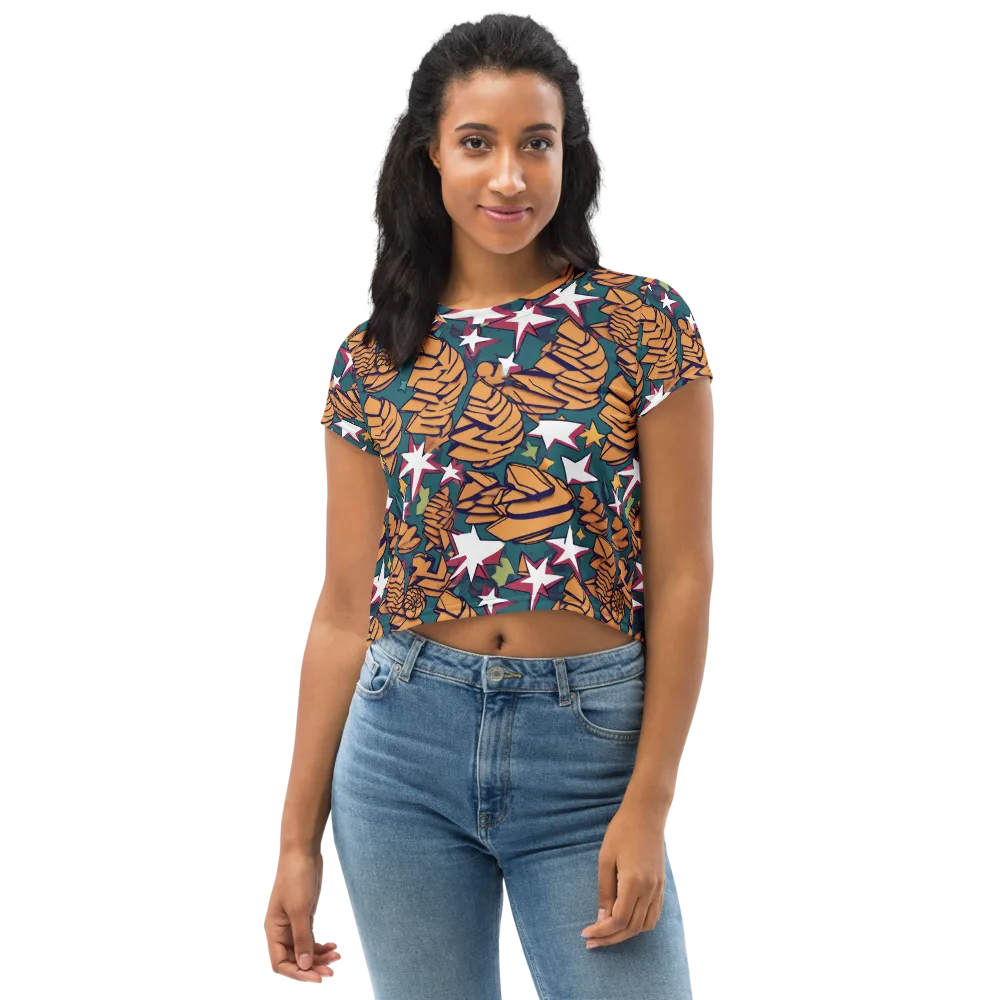 Starlit Shells on Crop Tee — Front