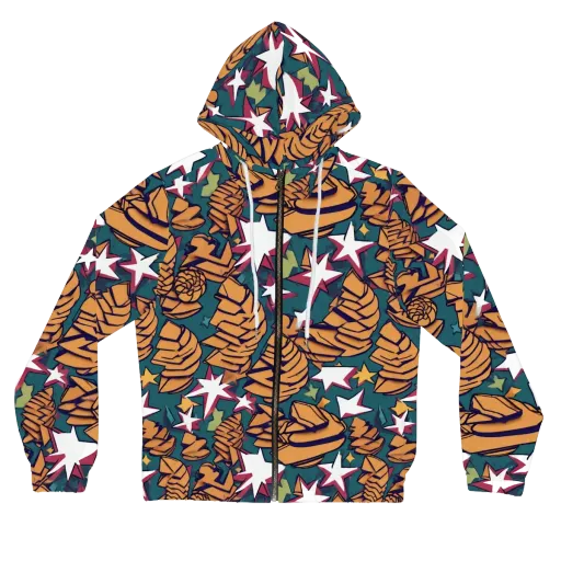 Starlit Shells on a Women's Full-Zip Hoodie