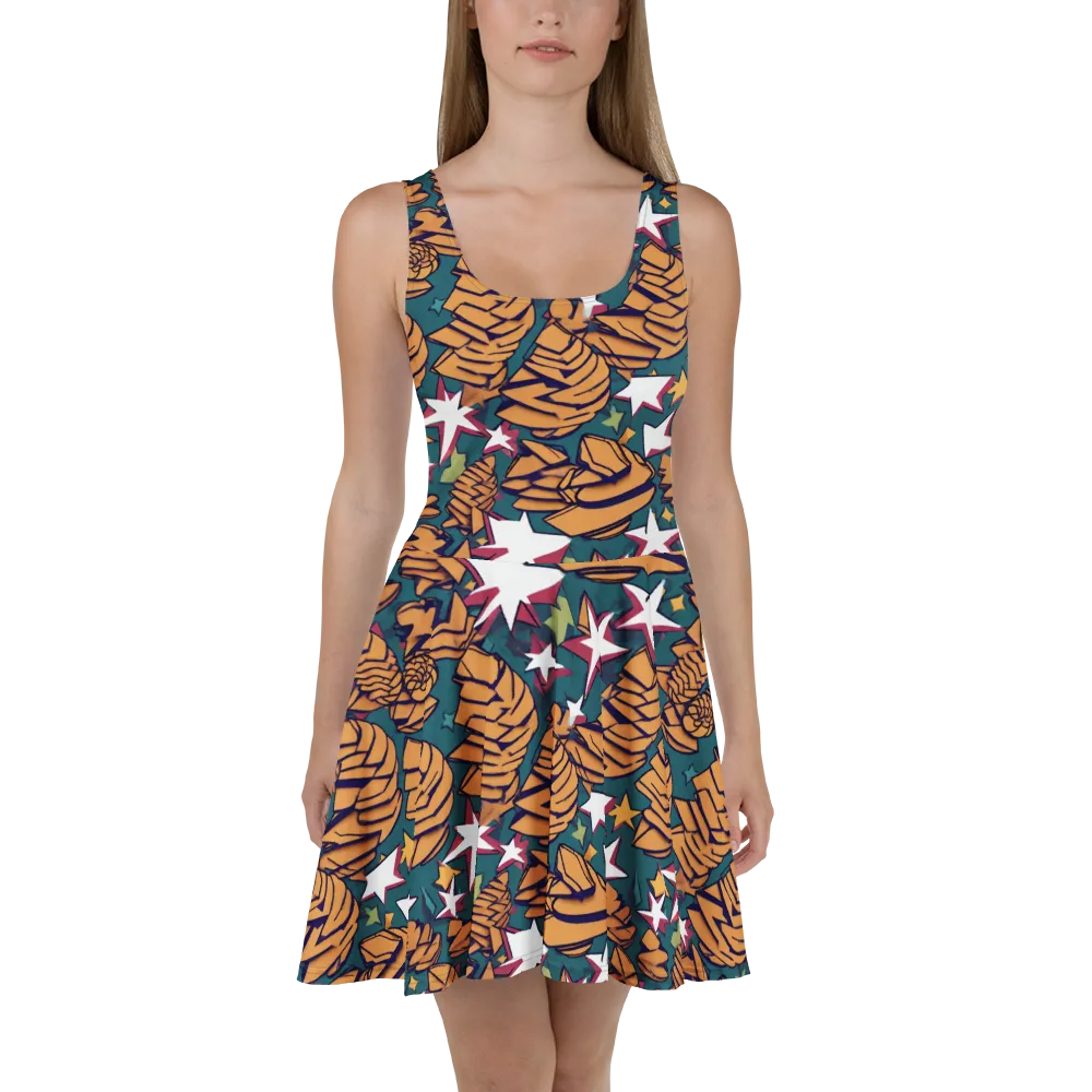 Starlit Shells on Skater Dress — Front