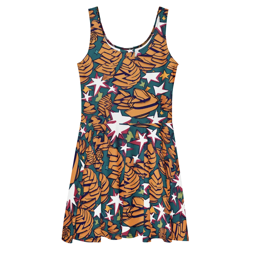 Starlit Shells on Skater Dress — Front