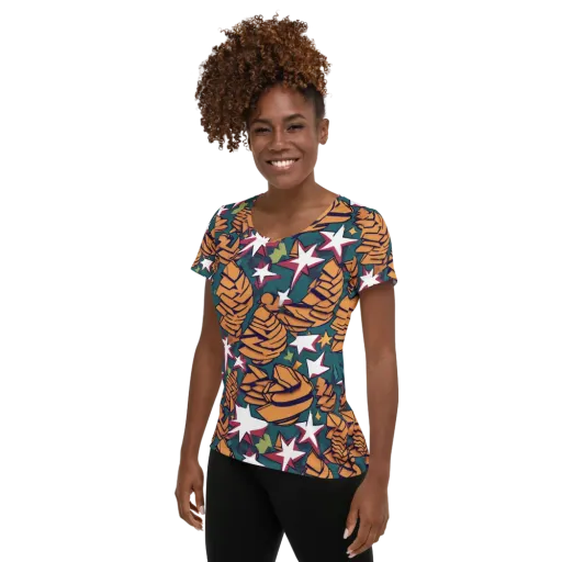 Starlit Shells on a Women's Athletic T-Shirt