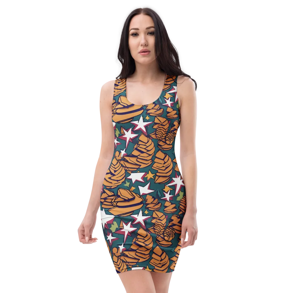 Starlit Shells on Bodycon Dress — Front