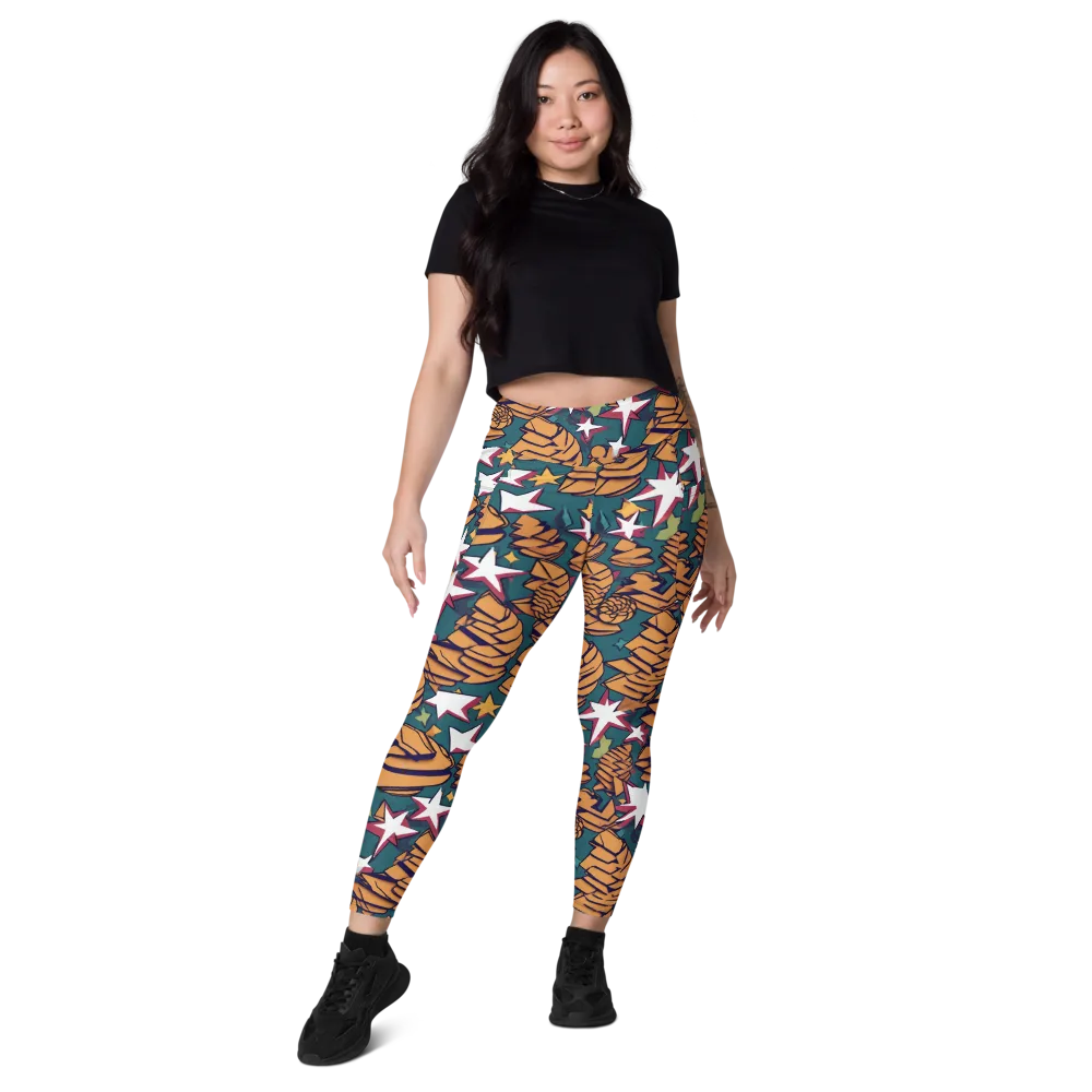 Starlit Shells on Leggings with Pockets — Front