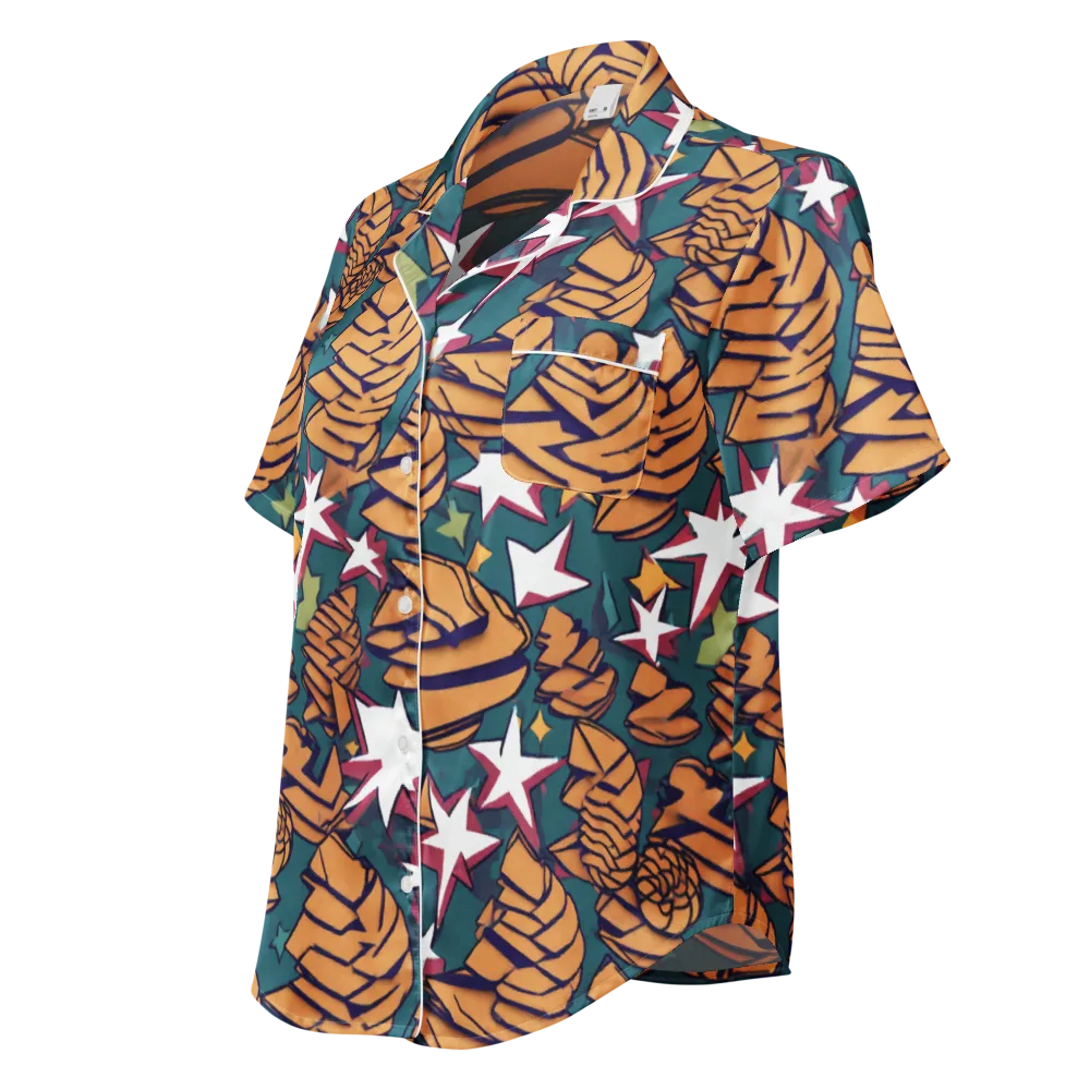 Starlit Shells on Women's Short Sleeve Pajama Top — Left Front